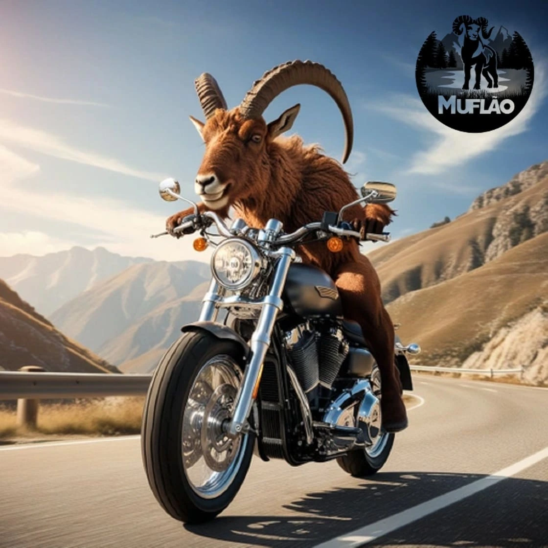 Muflão Andando de Moto Muflão