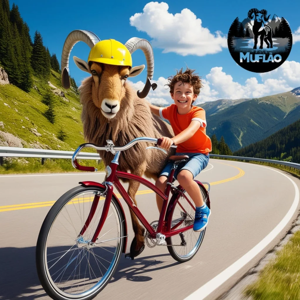 Muflão Andando de Bicicleta Muflão europeu