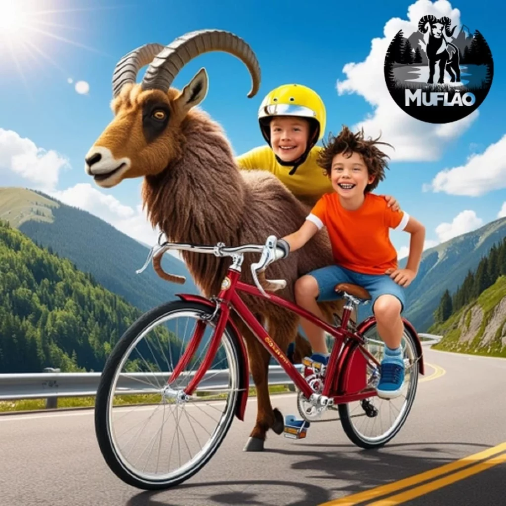 Muflão Andando de Bicicleta Muflão europeu